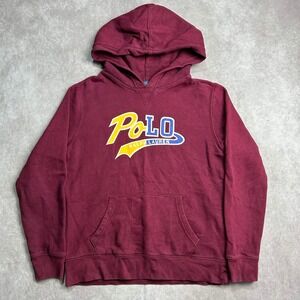 Polo Ralph Lauren Boys Burgundy Graphic Logo Hoodie Sweatshirt L (14-16)